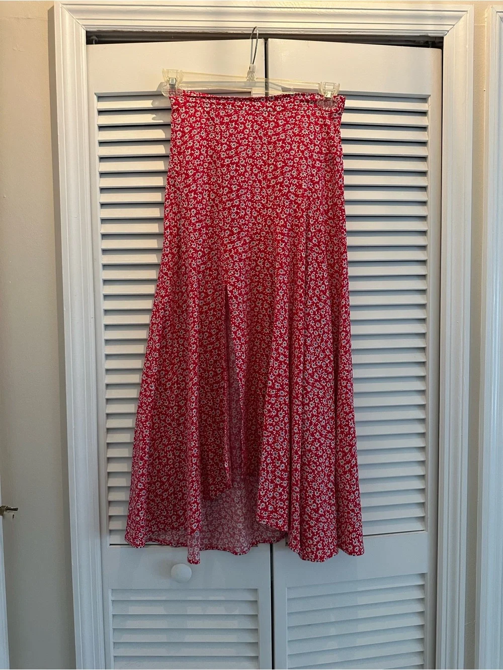 GAP Red Floral High-Low Midi Skirt